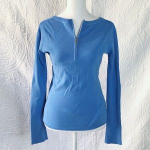 Anthropologie One Girl Who Blue Half Zip Sweater